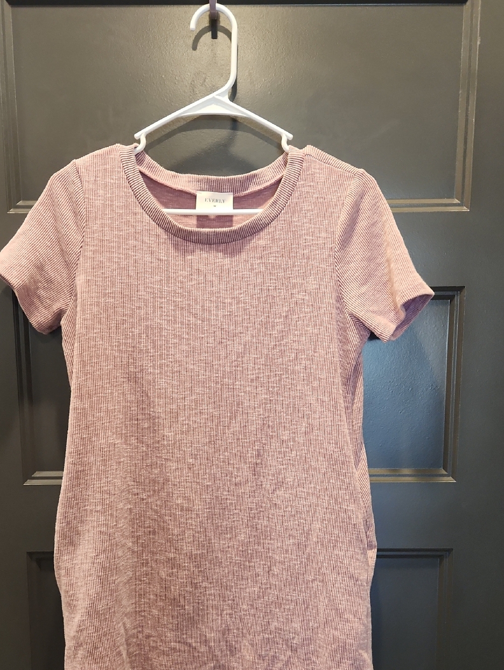 Everly Dusty Mauve Ribbed Short Sleeve Tee